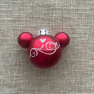 Disney Mickey Head Glass Christmas Ornament
